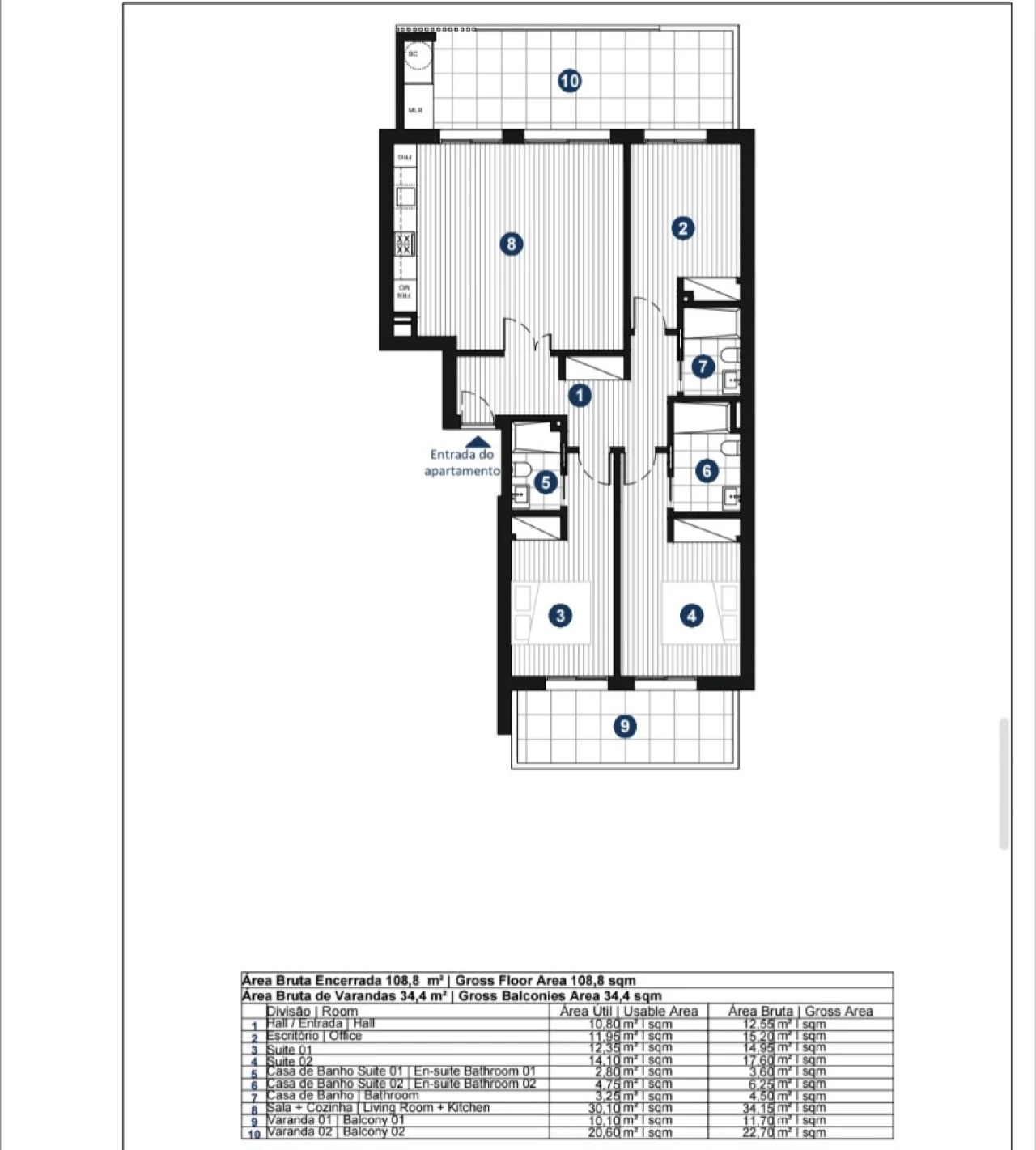 Apartamento T3 para Venda em Portimão Planta 2