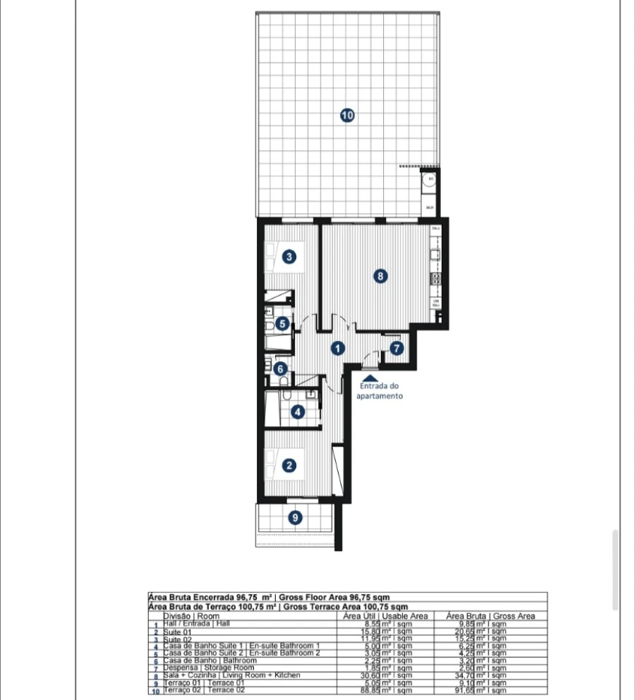 Apartamento T3 para Venda em Portimão Planta 1