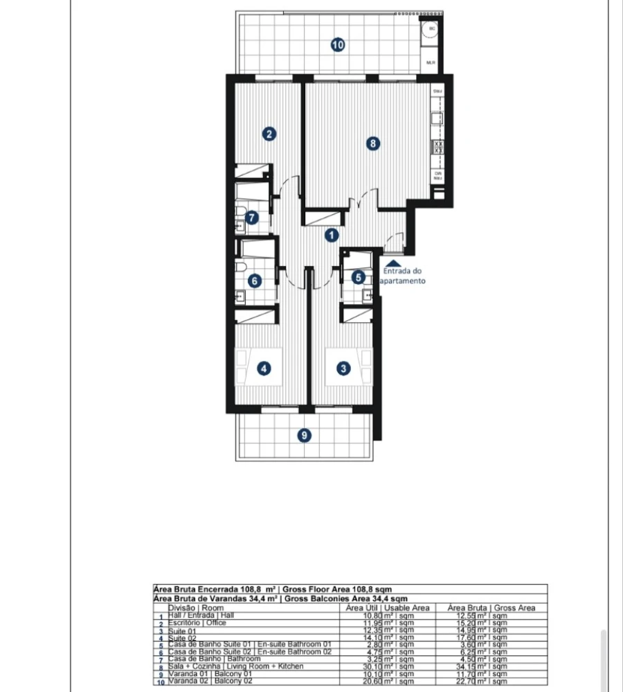 Apartamento T3 para Venda em Portimão Planta 1