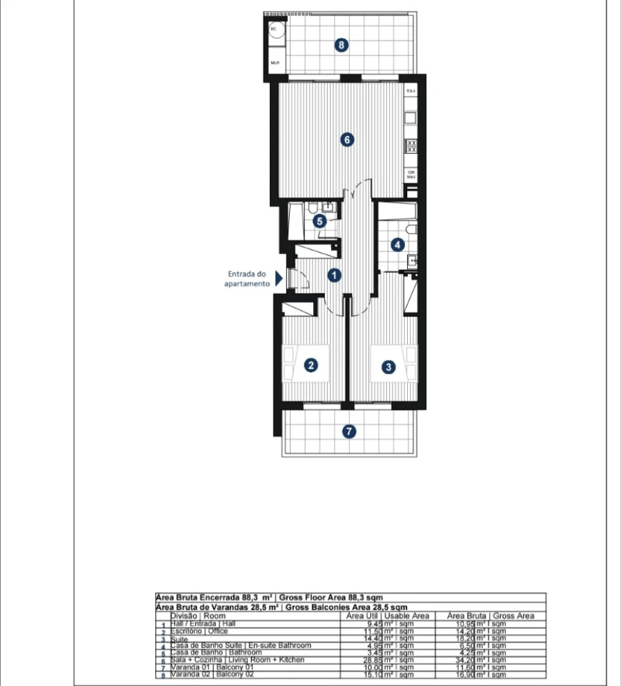Apartamento T3 para Venda em Portimão Planta 1
