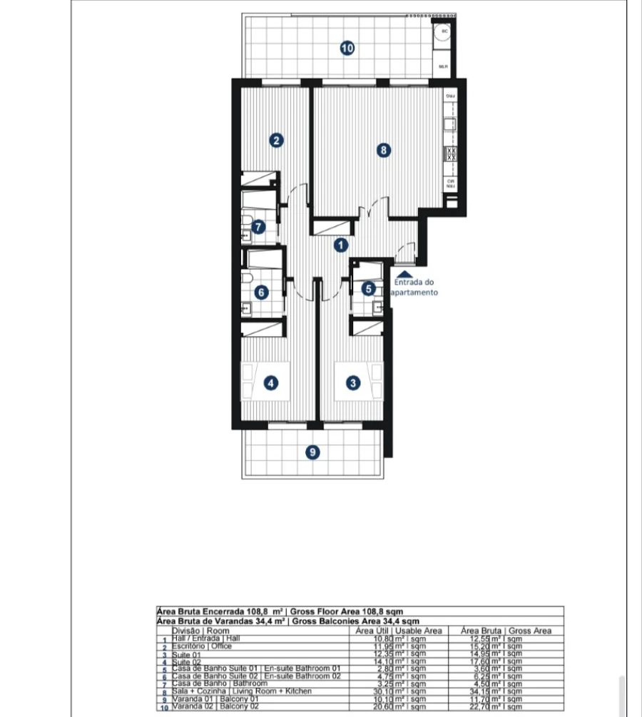 Apartamento T3 para Venda em Portimão Planta 1