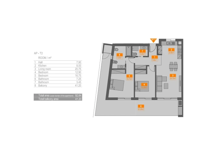 Apartamento T2 para Venda em Portimão Planta 1