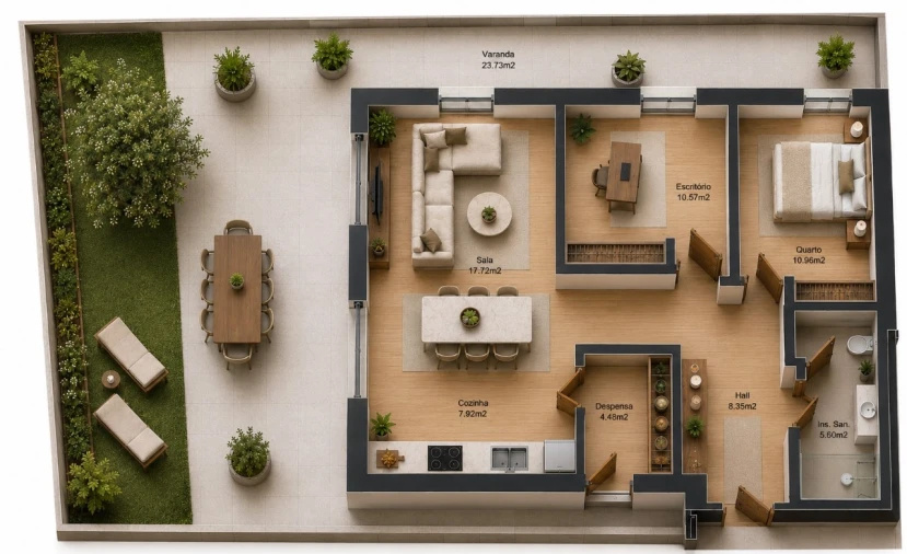 Apartamento T2 para Venda em Real, Ataíde e Oliveira Planta 1