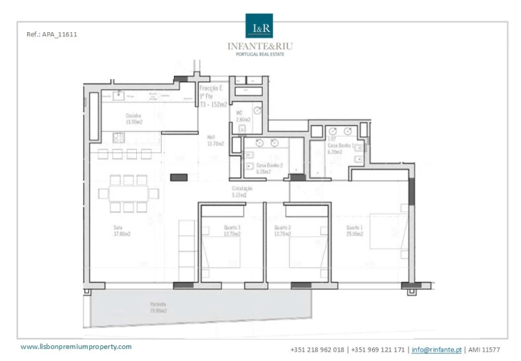 Apartamento T3 para Venda em Barreiro e Lavradio Planta 1