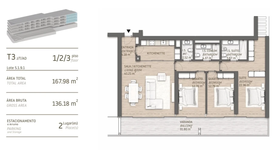 Apartamento T3 para Venda em Quarteira Foto 2