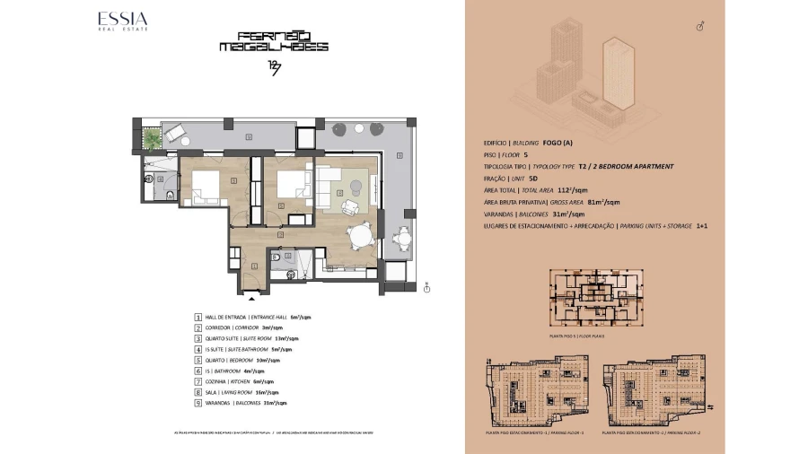 Apartamento T2 para Venda em Bonfim Planta 1