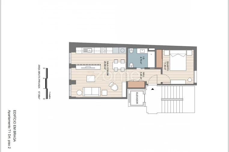 Apartamento T1 para Venda em Braga (São José de São Lázaro e São João do Souto) Planta 1