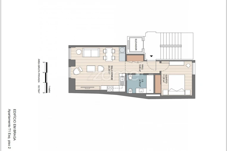 Apartamento T1 para Venda em Braga (São José de São Lázaro e São João do Souto) Planta 1