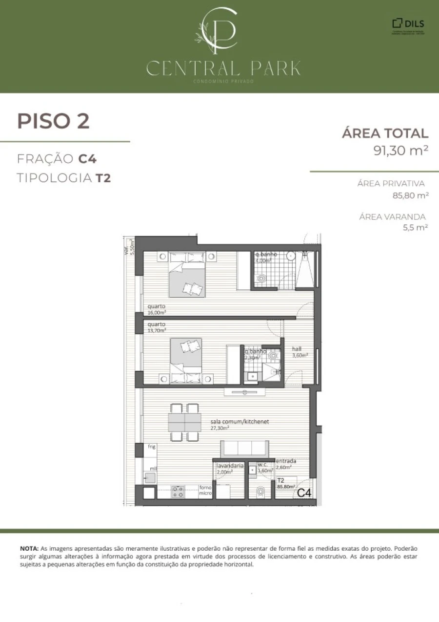 Apartamento T2 para Venda em Matosinhos e Leça da Palmeira Planta 1