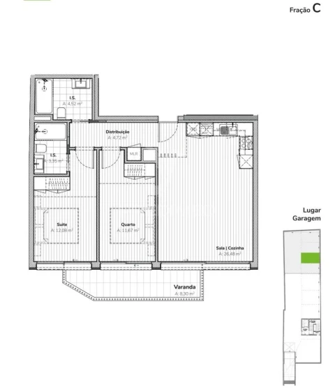 Apartamento T2 para Venda em Mafamude e Vilar do Paraíso