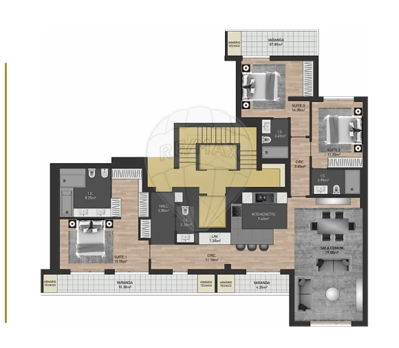 Apartamento T3 para Venda em Avenidas Novas Foto 32