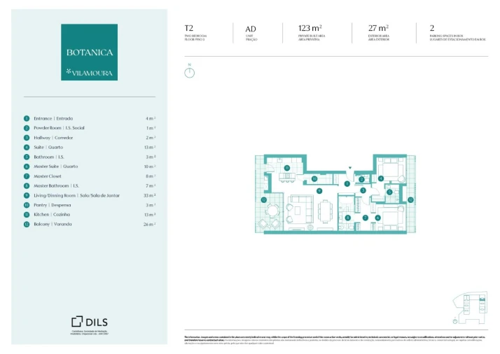 Apartamento T2 para Venda em Quarteira Planta 1