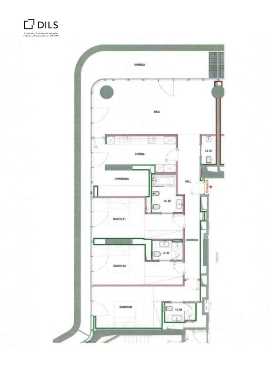 Apartamento T3 para Arrendamento em Campolide Planta 1