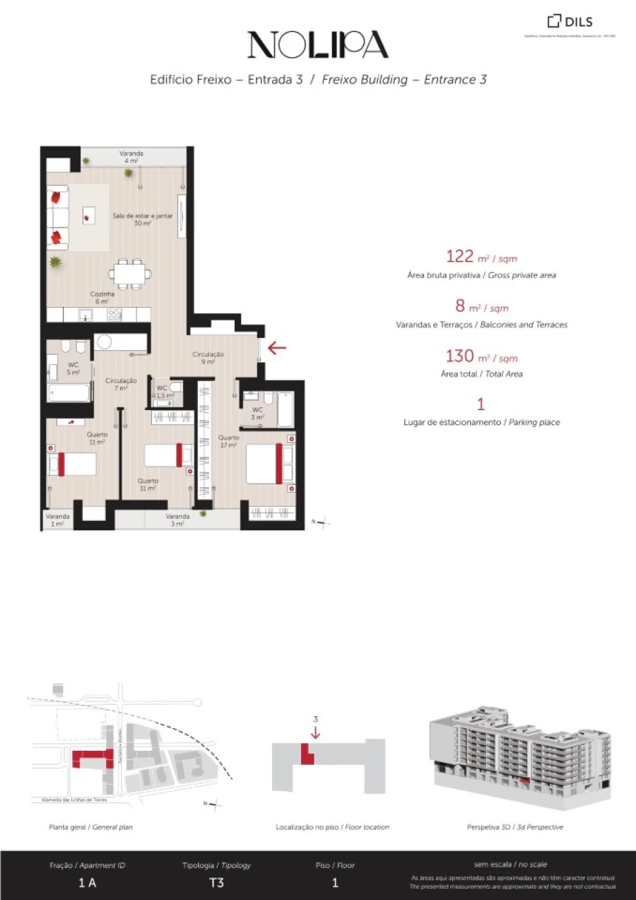 Apartamento T3 para Venda em Lumiar Planta 1