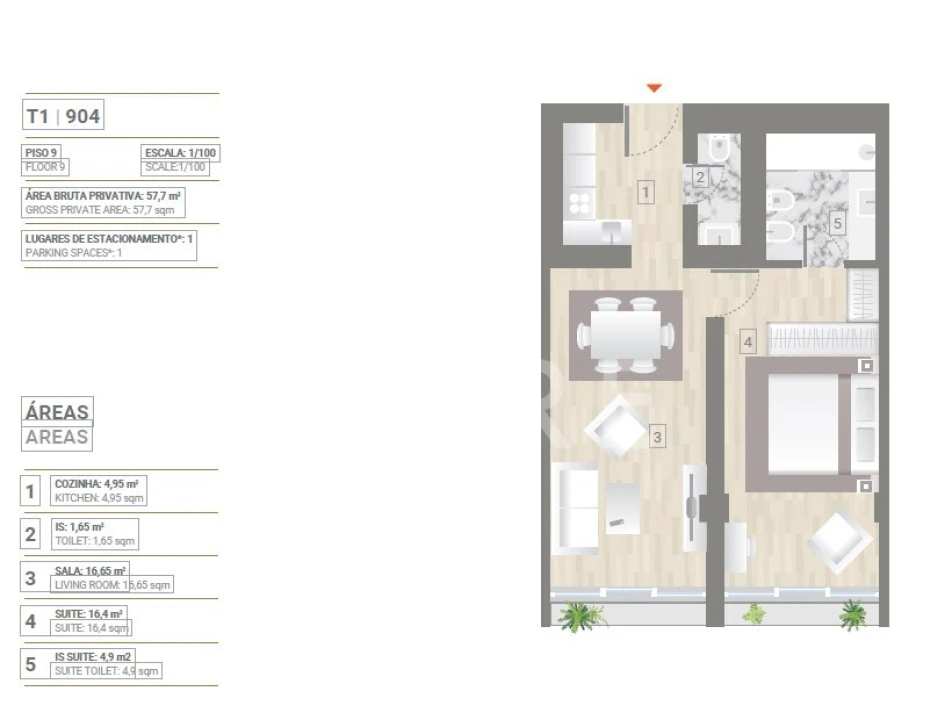 Apartamento T1 para Venda em Estrela Foto 10