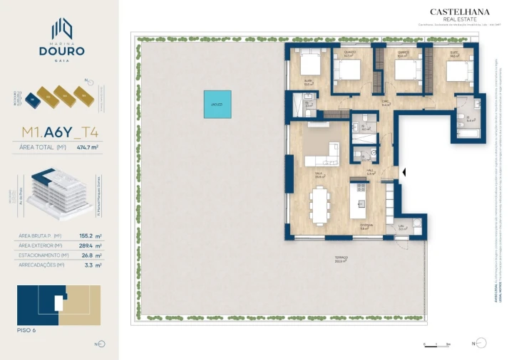 Apartamento T4 para Venda em Canidelo Planta 1