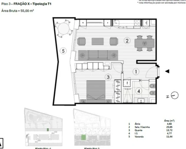 Apartamento T1 para Venda em Paranhos Planta 1