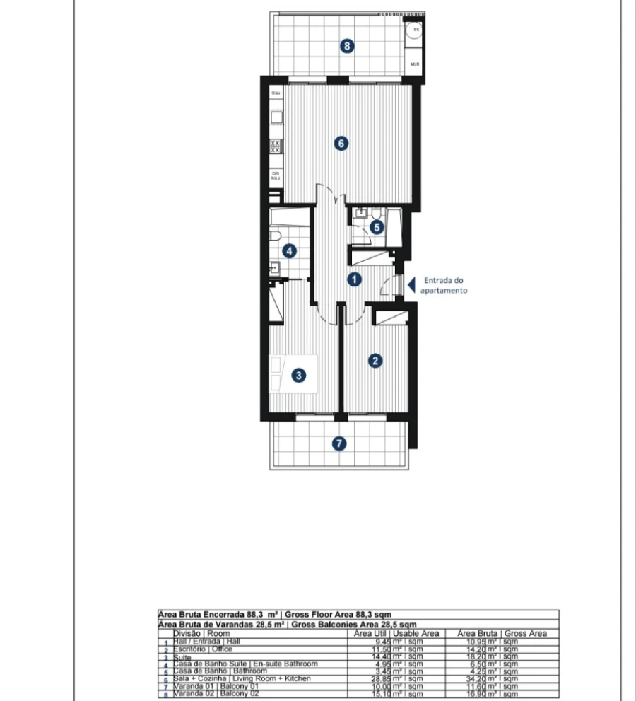 Apartamento T3 para Venda em Portimão Planta 1