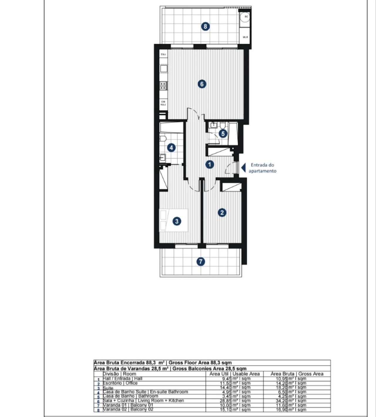 Apartamento T3 para Venda em Portimão Planta 2