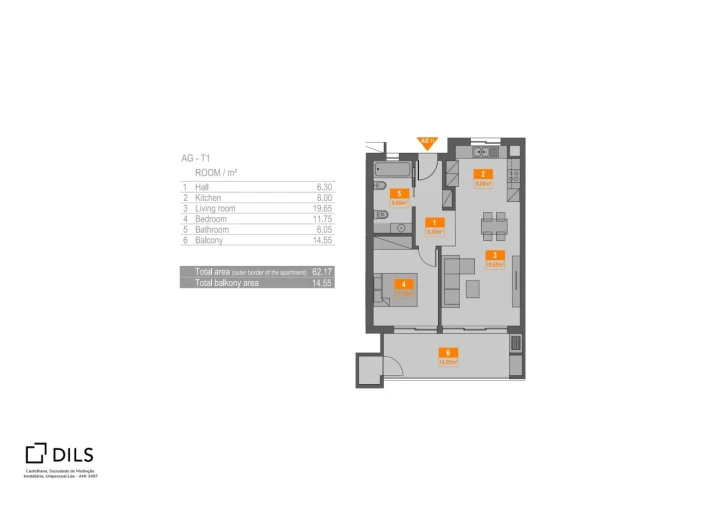 Apartamento T1 para Venda em Portimão Planta 1