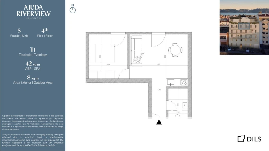 Apartamento T1 para Venda em Ajuda Planta 1