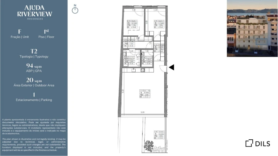 Apartamento T2 para Venda em Ajuda Planta 1