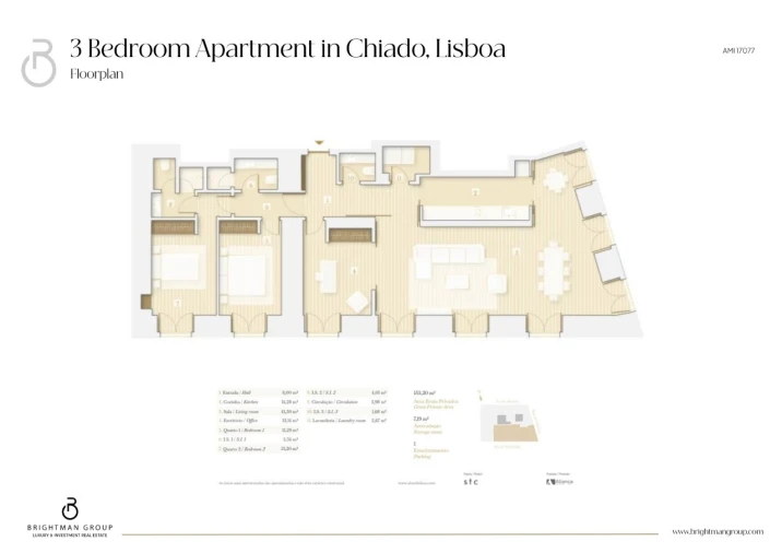 Apartamento T3 para Venda em Misericórdia Planta 1