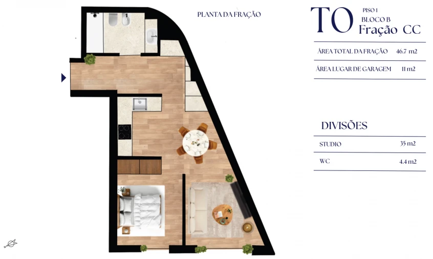 Apartamento T0 para Venda em Paranhos Planta 1