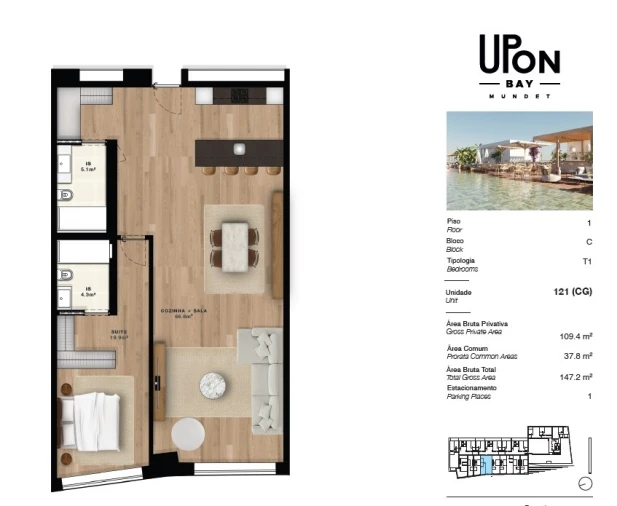 Apartamento T1 para Venda em Seixal, Arrentela e Aldeia de Paio Pires Planta 1