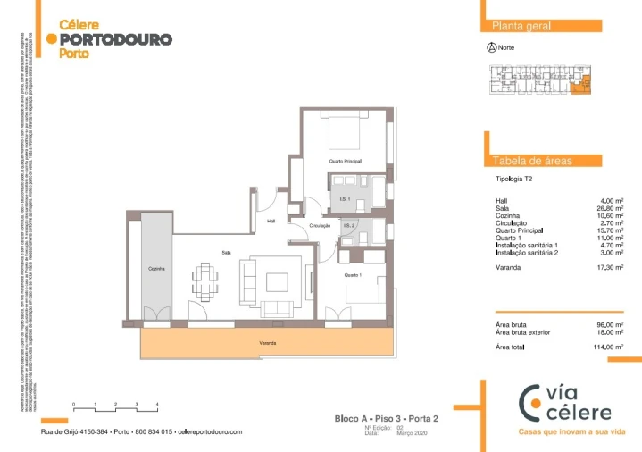 Apartamento T2 para Arrendamento em Lordelo do Ouro e Massarelos Planta 1