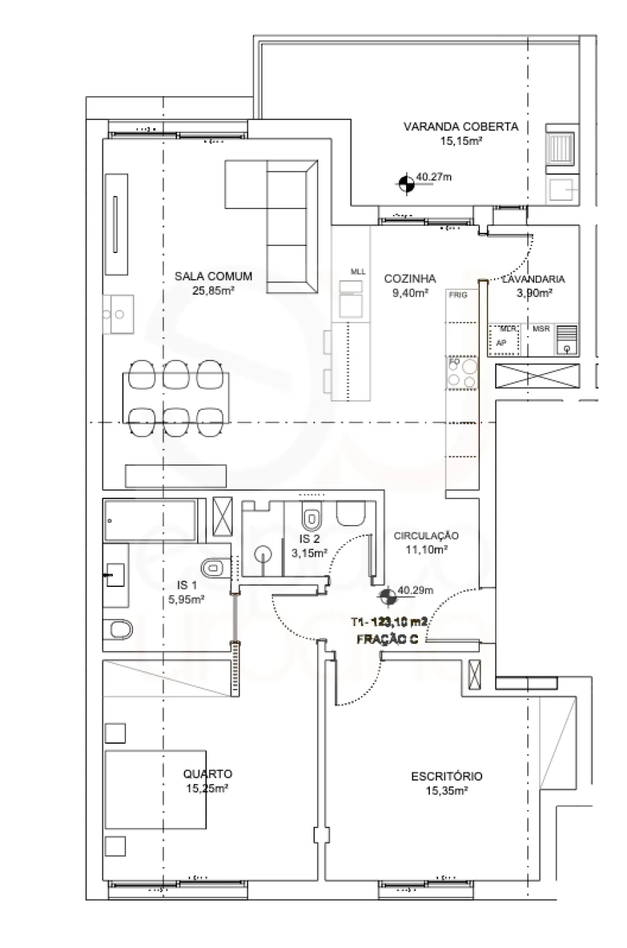 Apartamento T2 para Venda em São Silvestre Planta 1