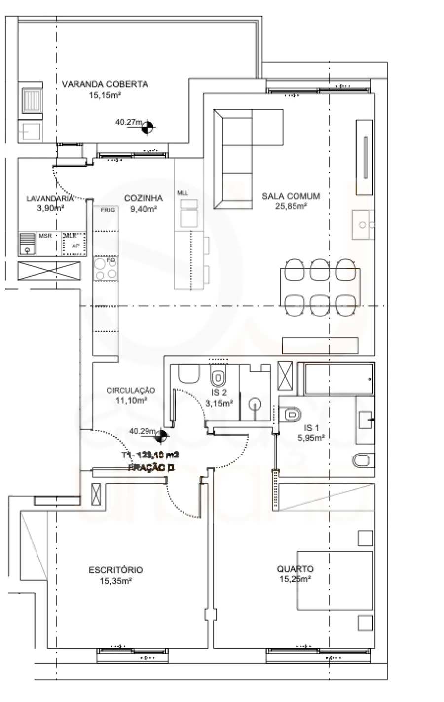Apartamento T2 para Venda em São Silvestre Planta 1