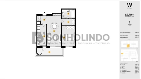 Apartamento T1 para Venda em Cidade da Maia