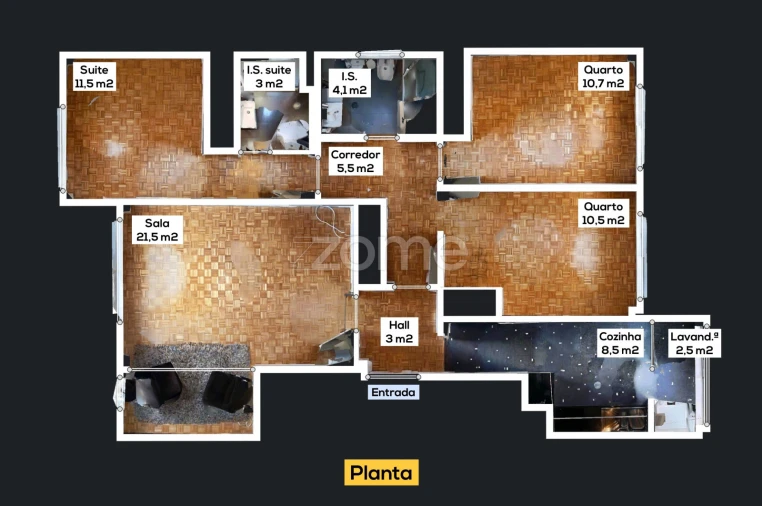 Apartamento T3 para Venda em Pedrouços Planta 1