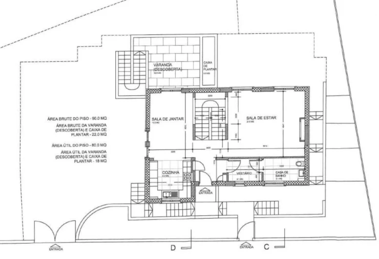 Moradia T2 para Venda em Canidelo Planta 1