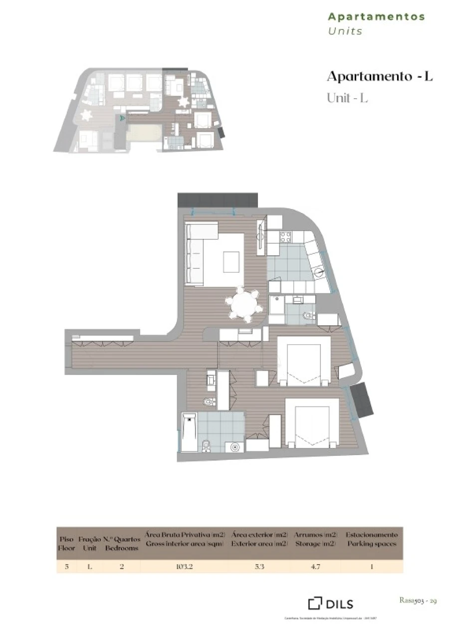 Apartamento T2 para Venda em Mafamude e Vilar do Paraíso Planta 1