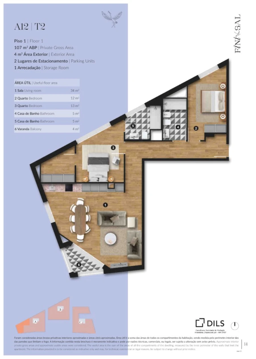 Apartamento T2 para Venda em Santa Maria do Castelo e Santiago e Santa Susana Planta 1