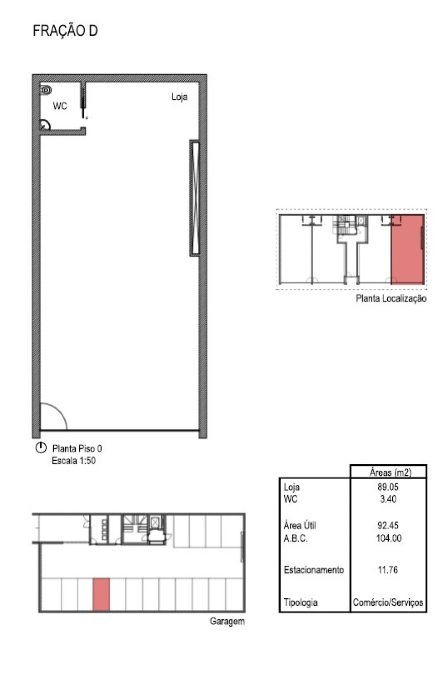 Loja para Arrendamento em Fânzeres e São Pedro da Cova Planta 1