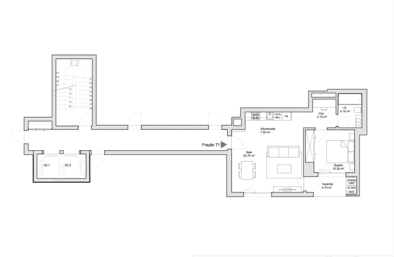 Apartamento T1 para Venda em Funchal (Santa Luzia) Planta 1