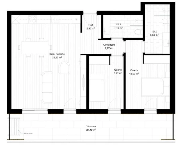 Apartamento T2 para Venda em Portimão Planta 1