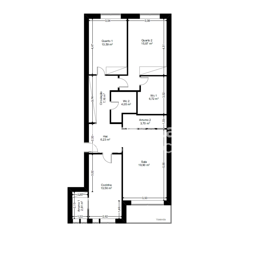 Apartamento T2 para Venda em Arcozelo Planta 1