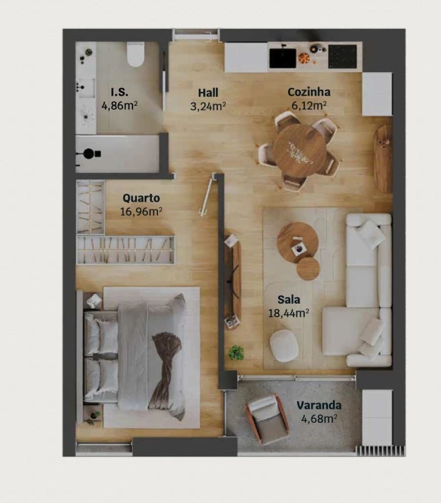 Apartamento T1 para Venda em Glória e Vera Cruz Planta 1