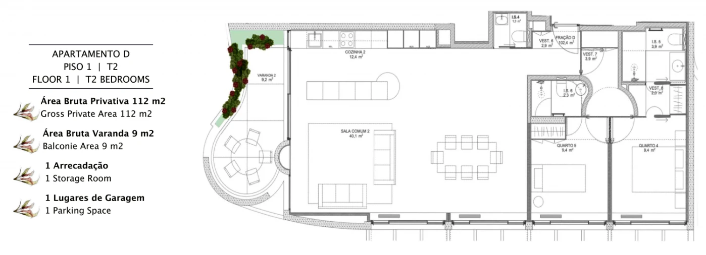 Apartamento T2 para Venda em Lordelo do Ouro e Massarelos Planta 1