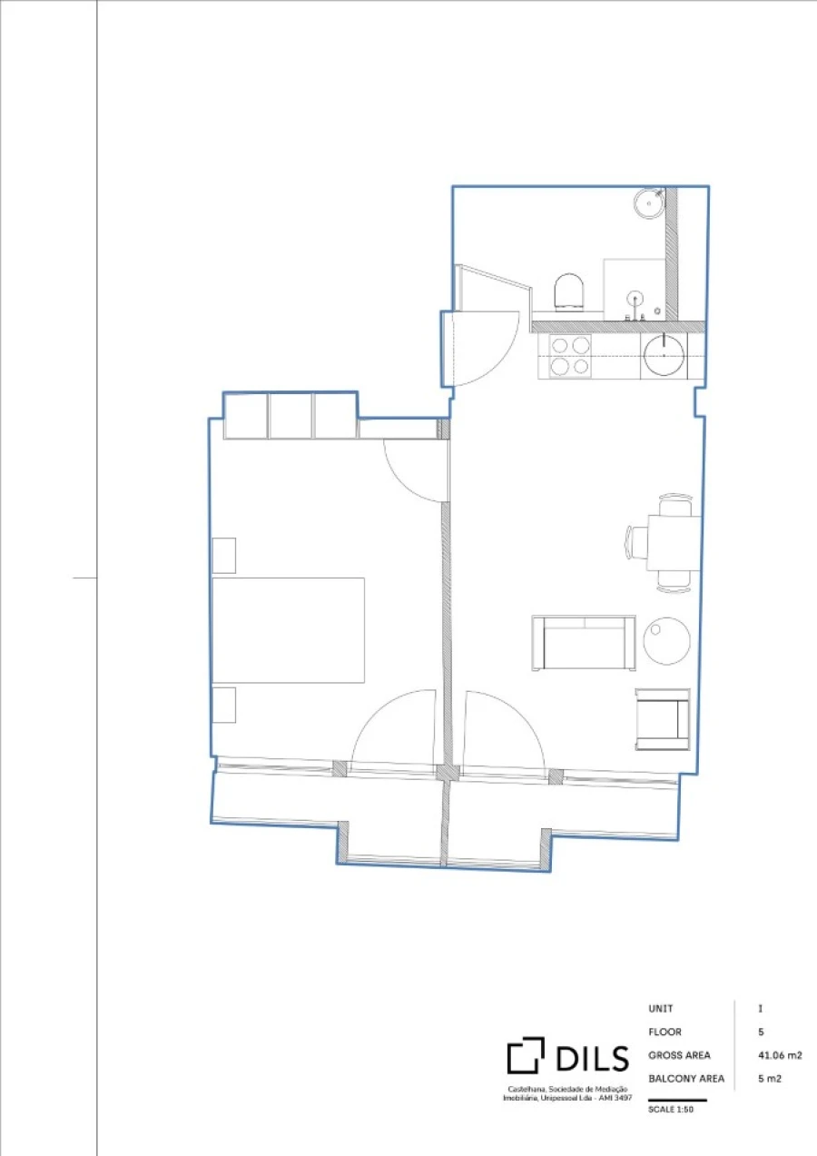 Apartamento T1 para Venda em Cedofeita, Santo Ildefonso, Sé, Miragaia, São Nicolau e Vitória Planta 1