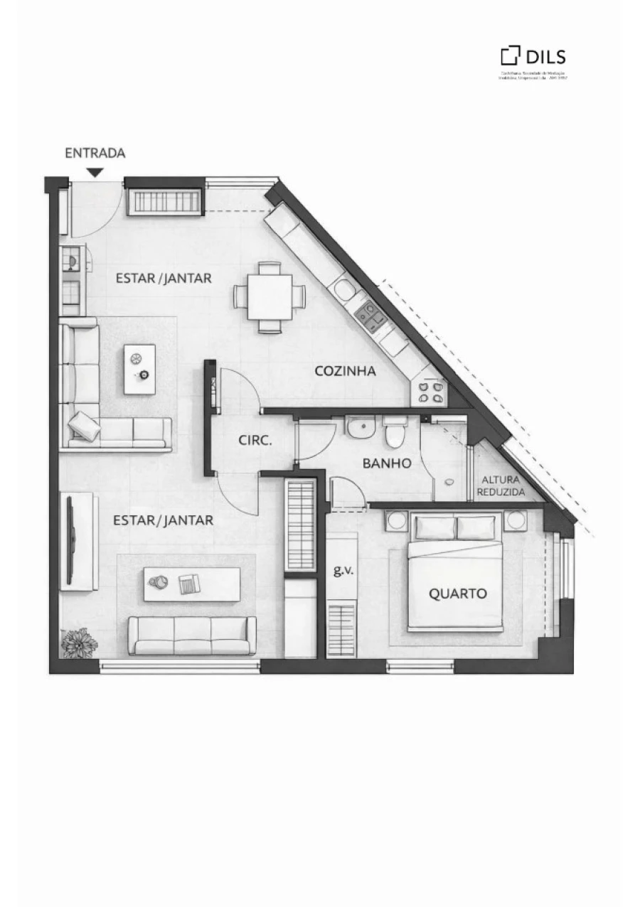 Apartamento T1 para Venda em Misericórdia Planta 1