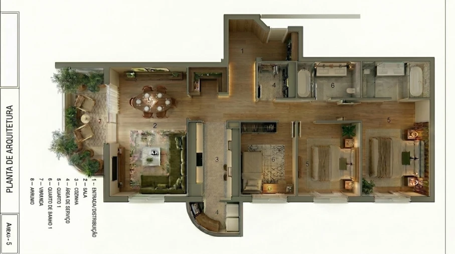 Apartamento T3 para Venda em Penafiel Planta 1