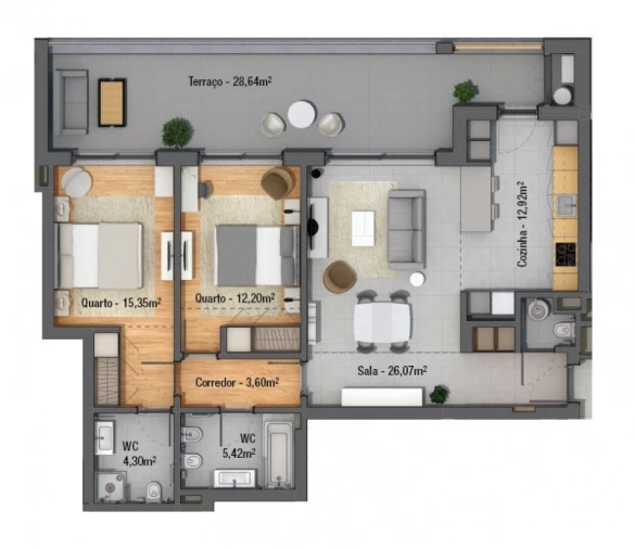 Apartamento T2 para Venda em Faro (Sé e São Pedro) Planta 1