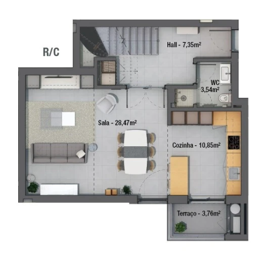 Apartamento T2 para Venda em Faro (Sé e São Pedro) Planta 1