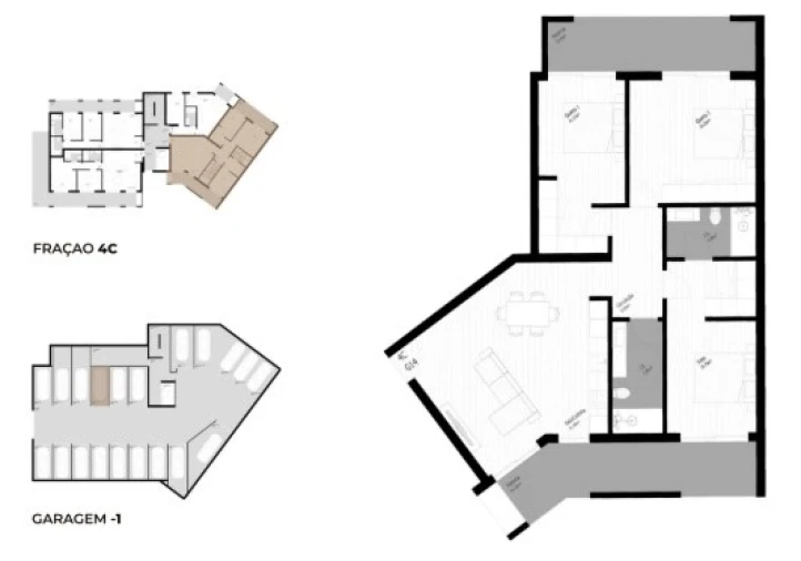 Apartamento T3 para Venda em Pedrouços Planta 1