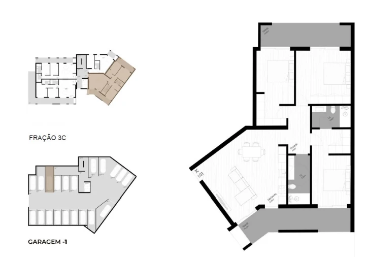 Apartamento T3 para Venda em Pedrouços Planta 1
